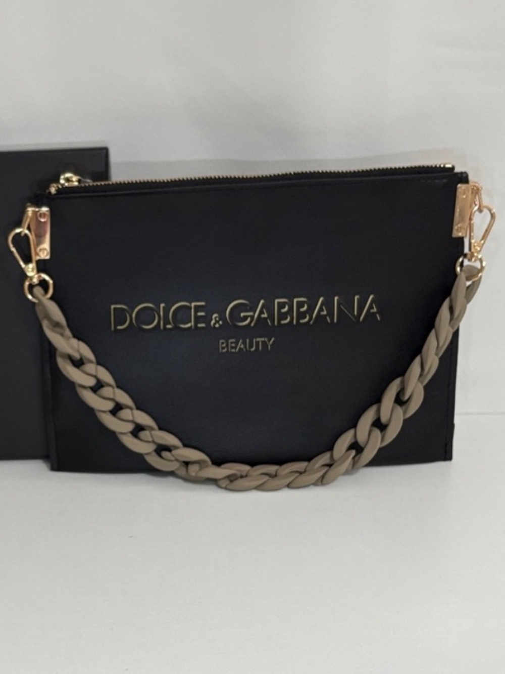 Dolce & Gabbana Beauty Black Pouch with Gold Accents